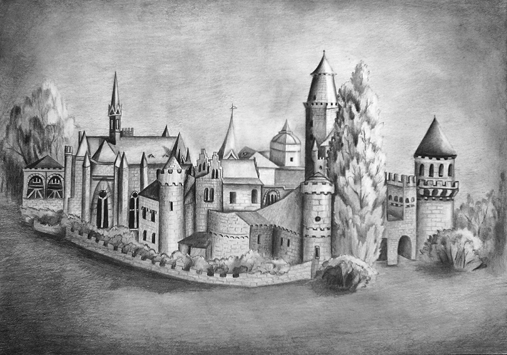 Старая крепость рисунок город. Замок карандашом. Замок рисунок карандашом. Старинный замок рисунок. Крепость карандашом.