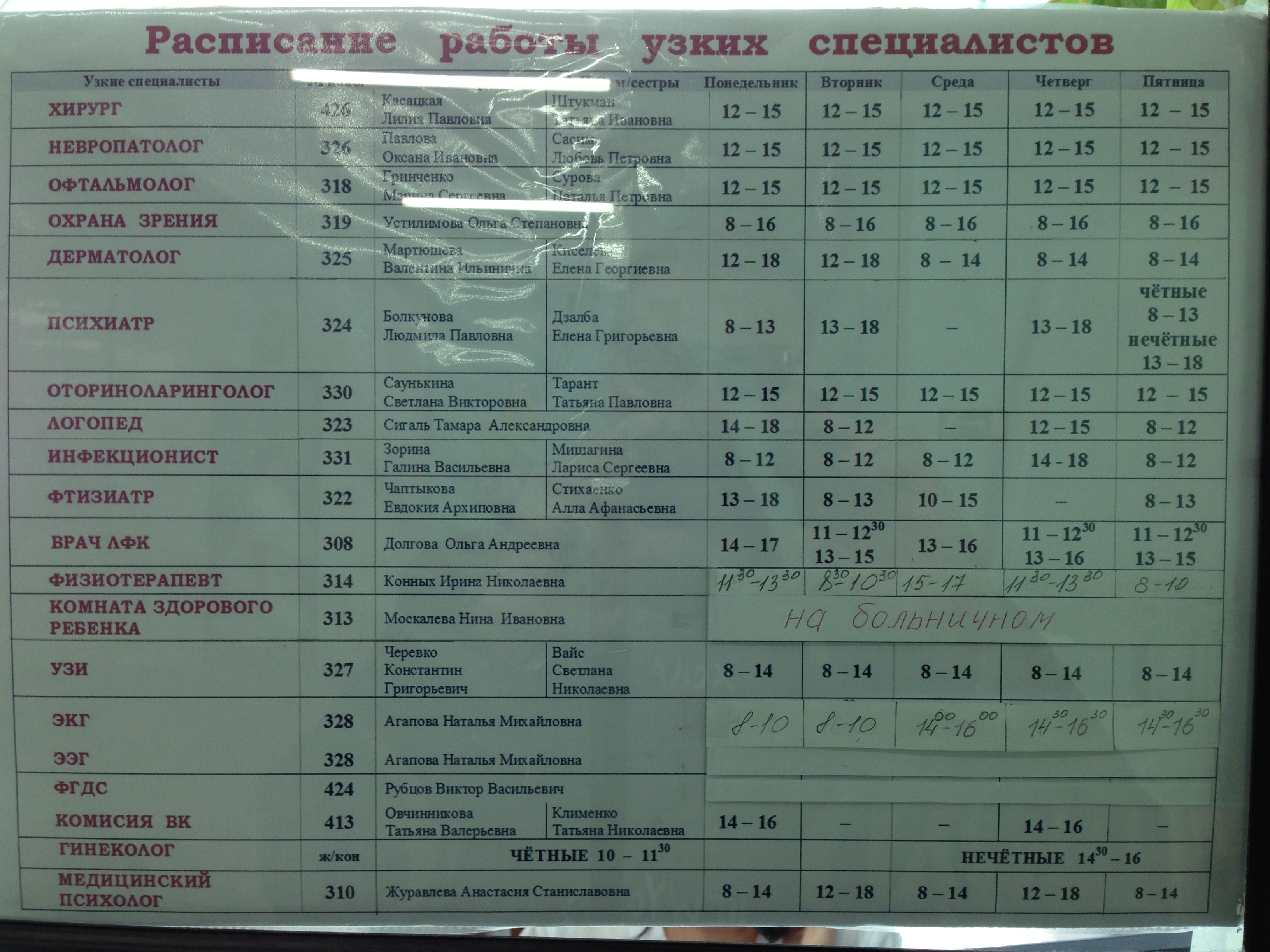 Расписание детской поликлиники зеленогорск красноярский край