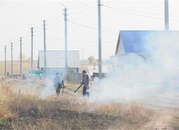 Саяногорские пожарные продолжают борьбу с огнем в степных массивах