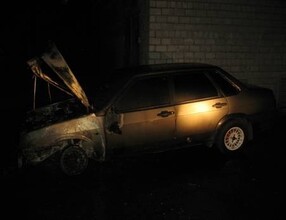 Сегодня ночью в Саяногорске сгорел автомобиль