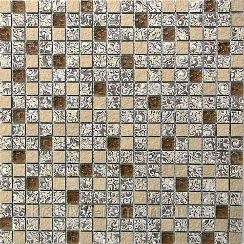 Мозаика - Бонапарт  -Стеклянная мозаика с камнем Dreams Beige 300*300*8                 Цена - 680руб/шт