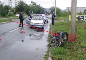 В Саяногорске мотоциклист разбился о столб